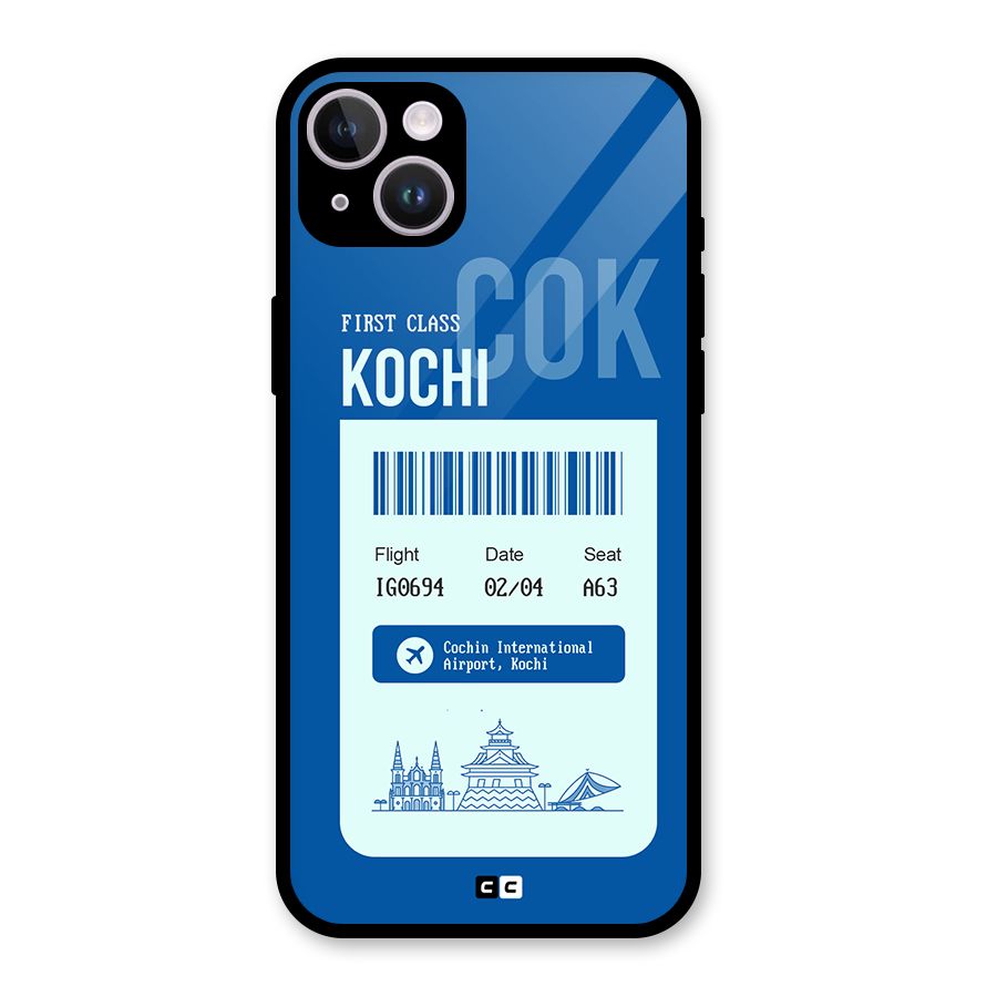 Kochi Boarding Pass Glass Back Case for iPhone 14 Plus