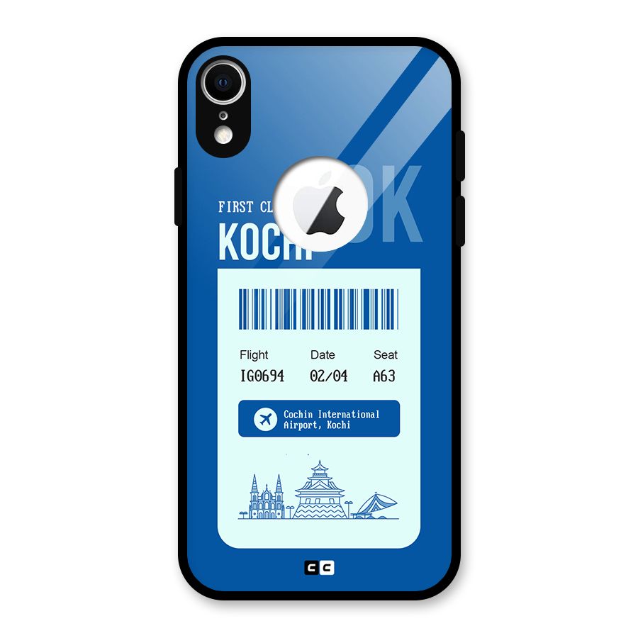 Kochi Boarding Pass Glass Back Case for iPhone XR Logo Cut