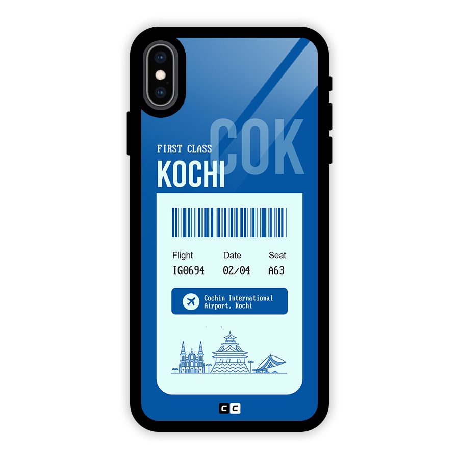Kochi Boarding Pass Glass Back Case for iPhone XS Max