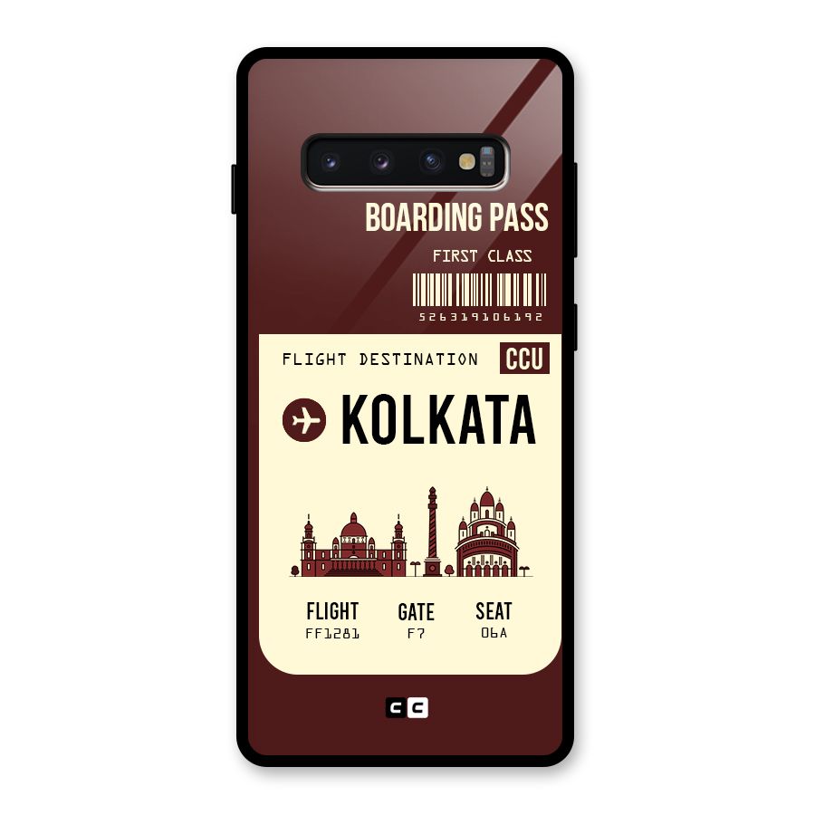 Kolkata Boarding Pass Glass Back Case for Galaxy S10 Plus