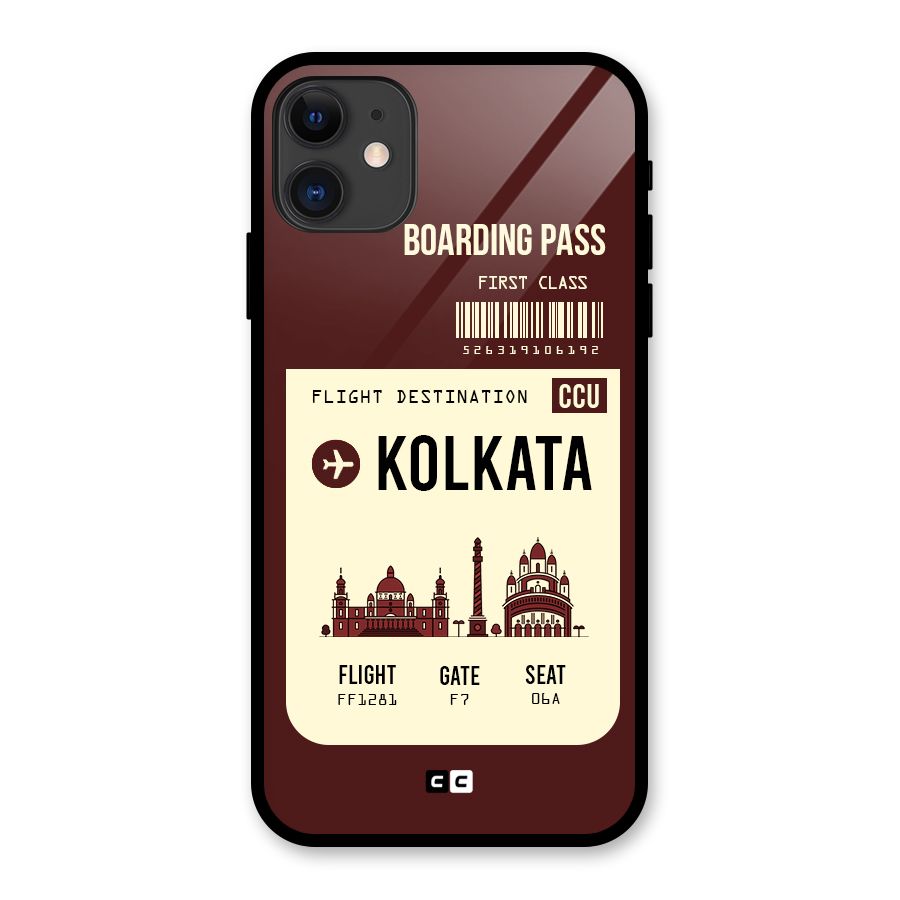 Kolkata Boarding Pass Glass Back Case for iPhone 11