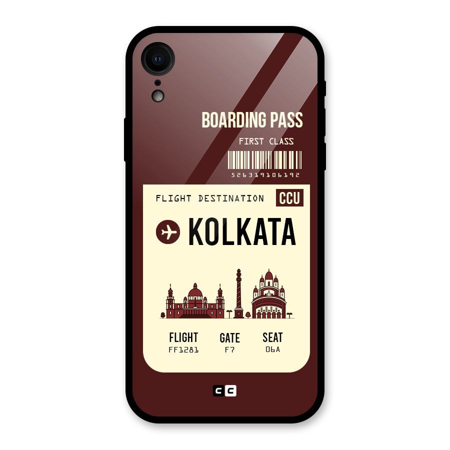 Kolkata Boarding Pass Glass Back Case for iPhone XR