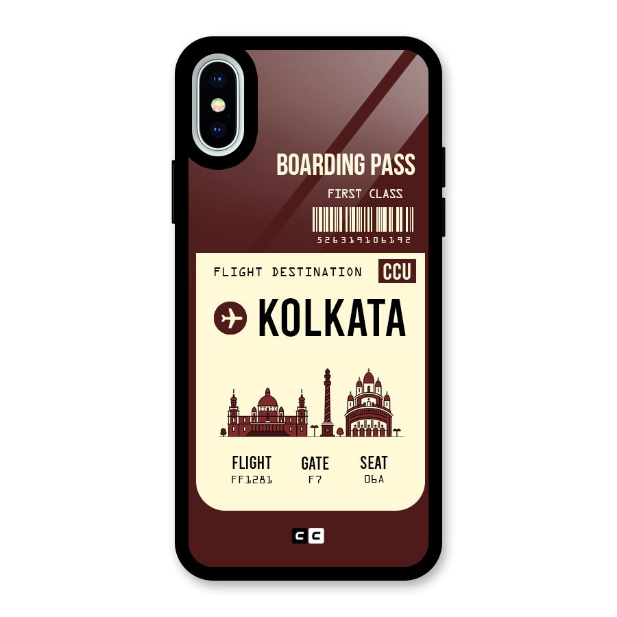 Kolkata Boarding Pass Glass Back Case for iPhone XS
