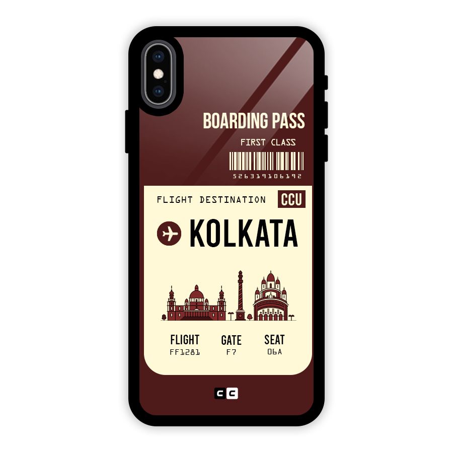 Kolkata Boarding Pass Glass Back Case for iPhone XS Max