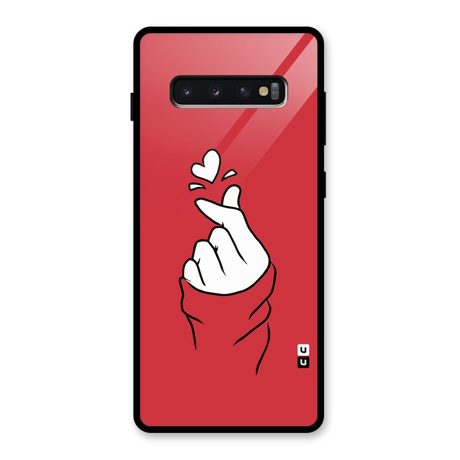 Korean Love Sign Glass Back Case for Galaxy S10 Plus