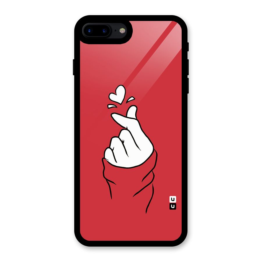Korean Love Sign Glass Back Case for iPhone 8 Plus
