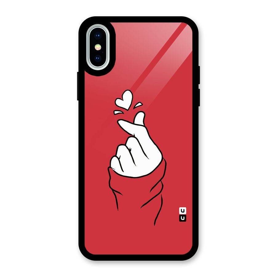 Korean Love Sign Glass Back Case for iPhone XS
