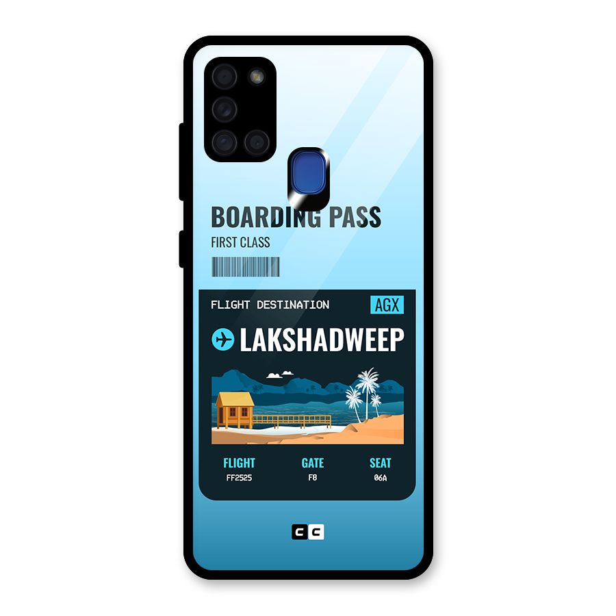 Lakshadweep Boarding Pass Glass Back Case for Galaxy A21s