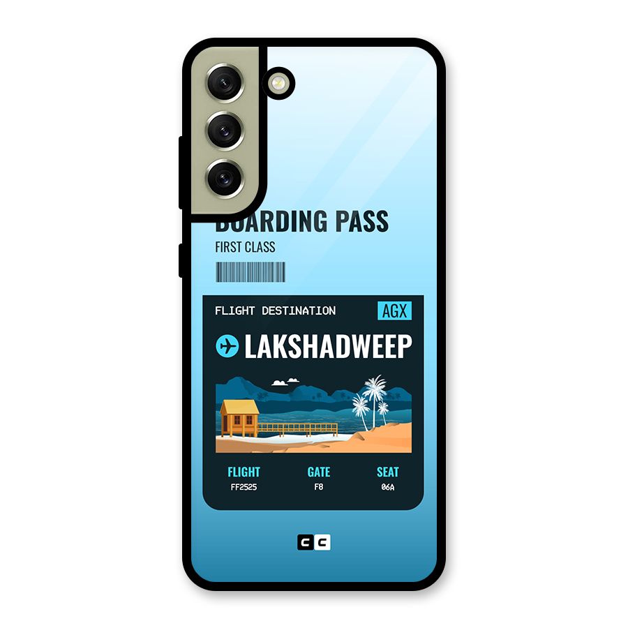 Lakshadweep Boarding Pass Glass Back Case for Galaxy S21 FE 5G