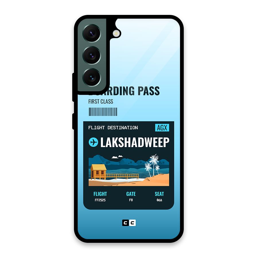 Lakshadweep Boarding Pass Glass Back Case for Galaxy S22 5G