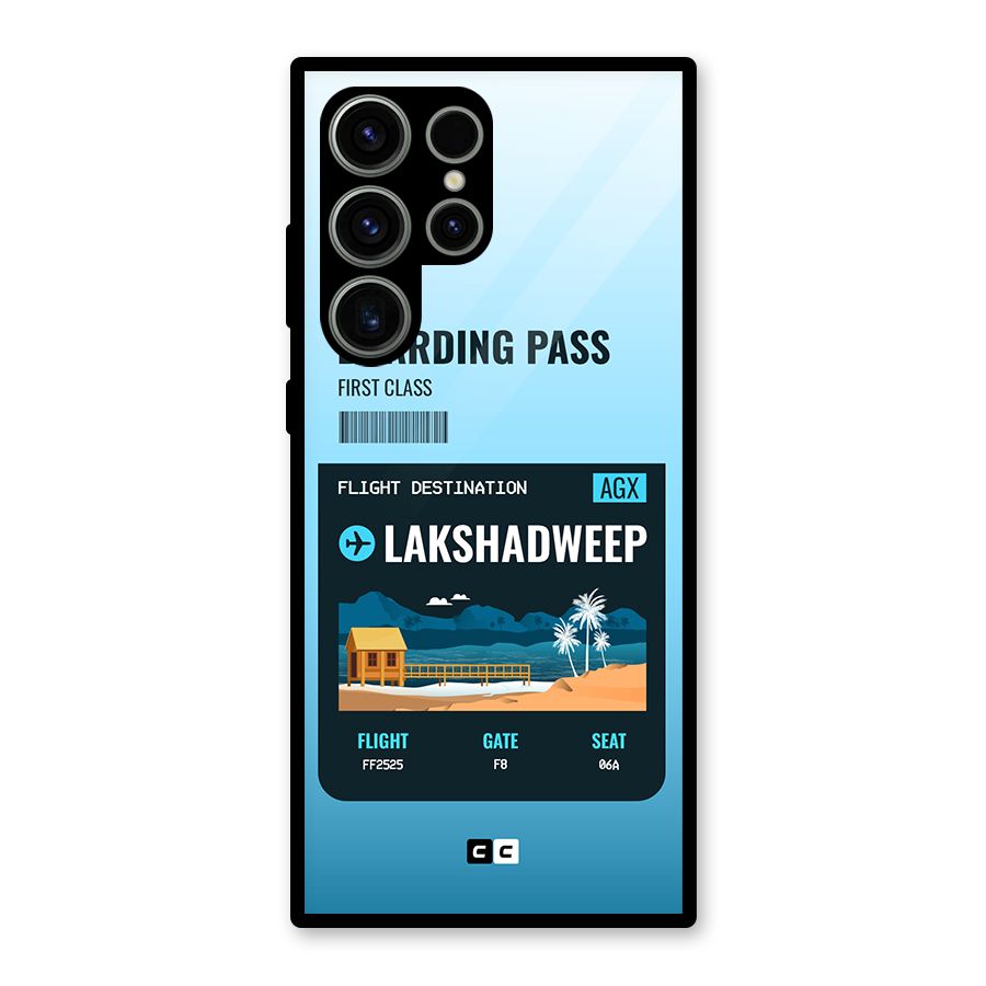 Lakshadweep Boarding Pass Glass Back Case for Galaxy S23 Ultra