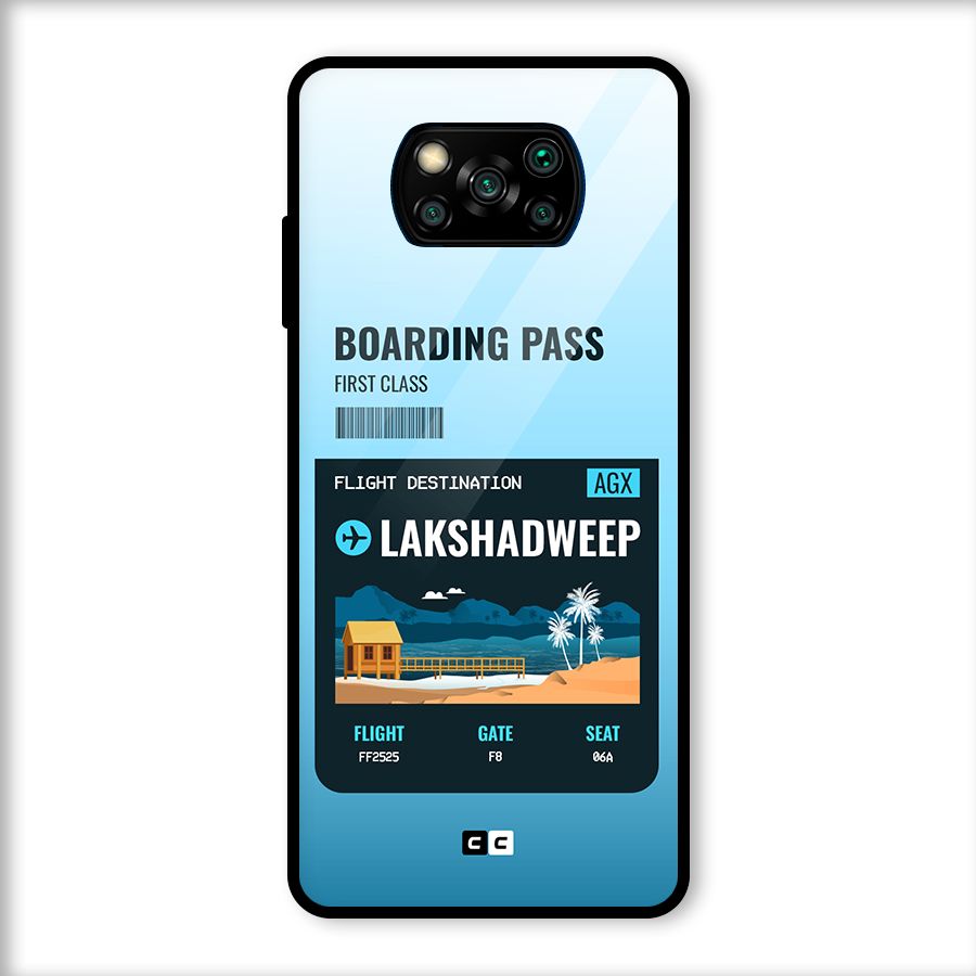 Lakshadweep Boarding Pass Glass Back Case for Poco X3