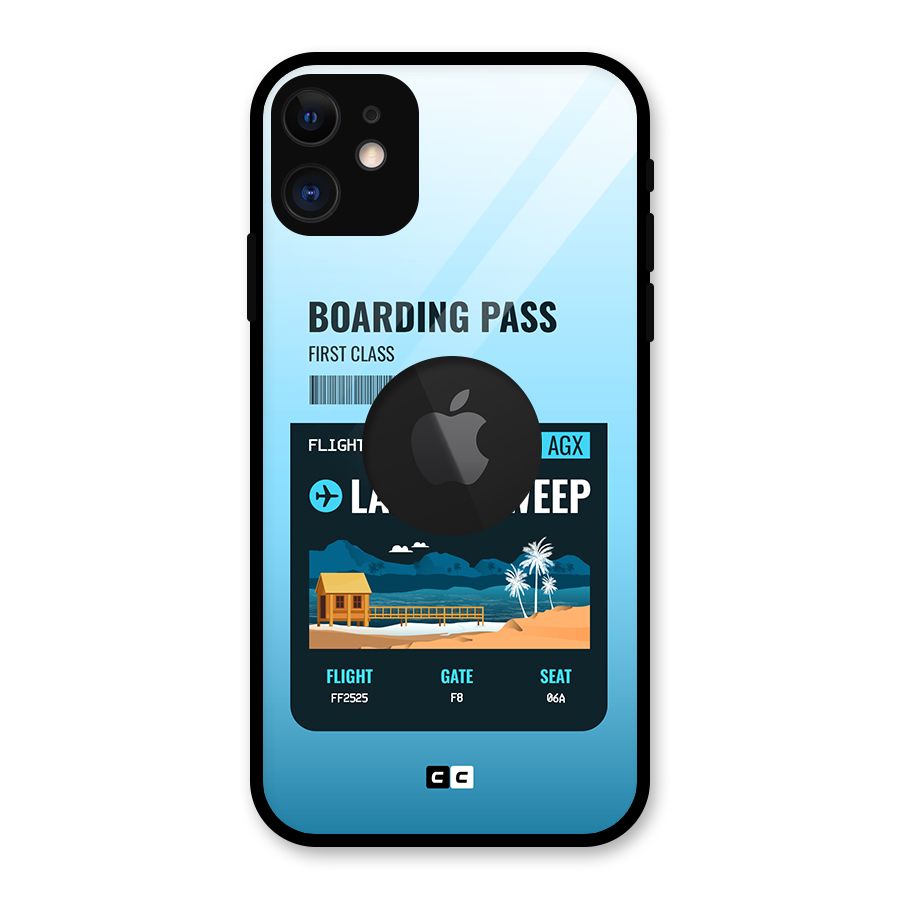 Lakshadweep Boarding Pass Glass Back Case for iPhone 11 Logo Cut