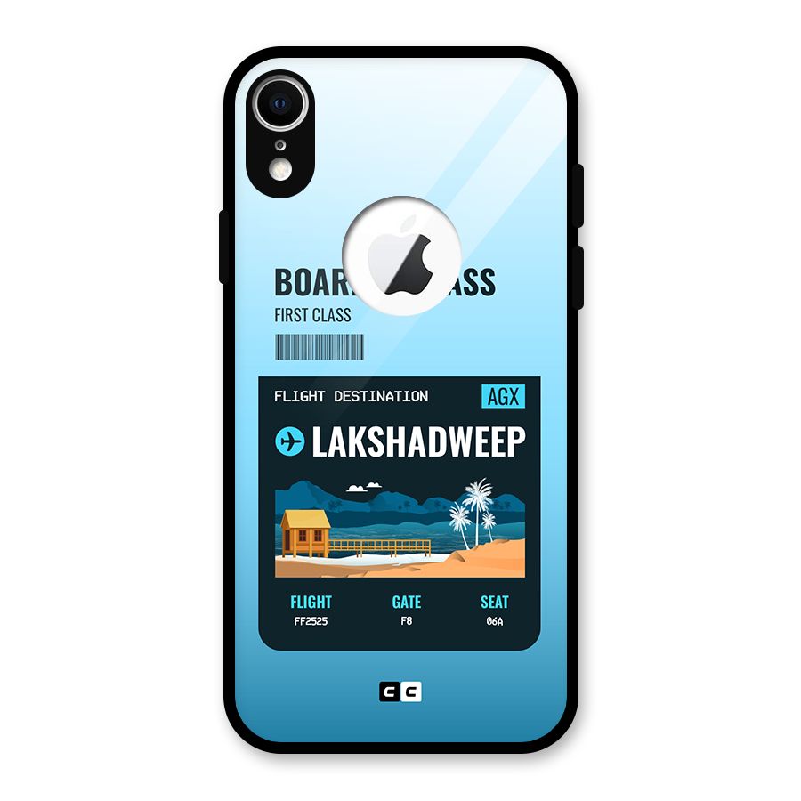 Lakshadweep Boarding Pass Glass Back Case for iPhone XR Logo Cut