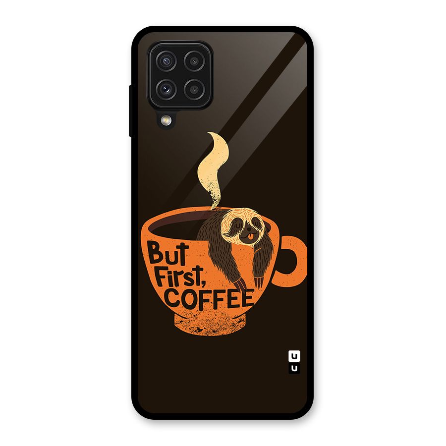 Lazy Coffee Glass Back Case for Galaxy A22 4G