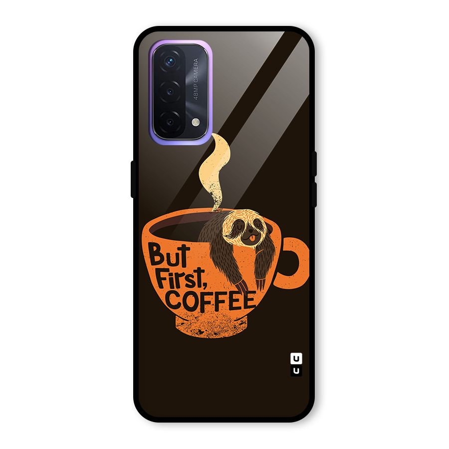 Lazy Coffee Glass Back Case for Oppo A74 5G