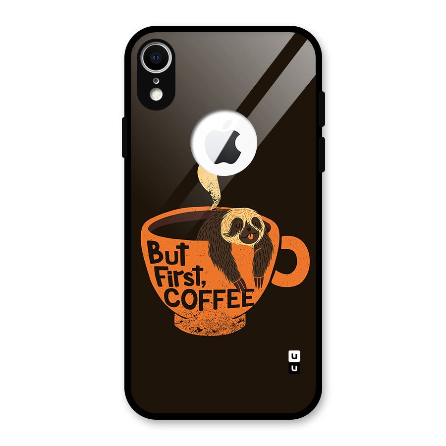 Lazy Coffee Glass Back Case for iPhone XR Logo Cut