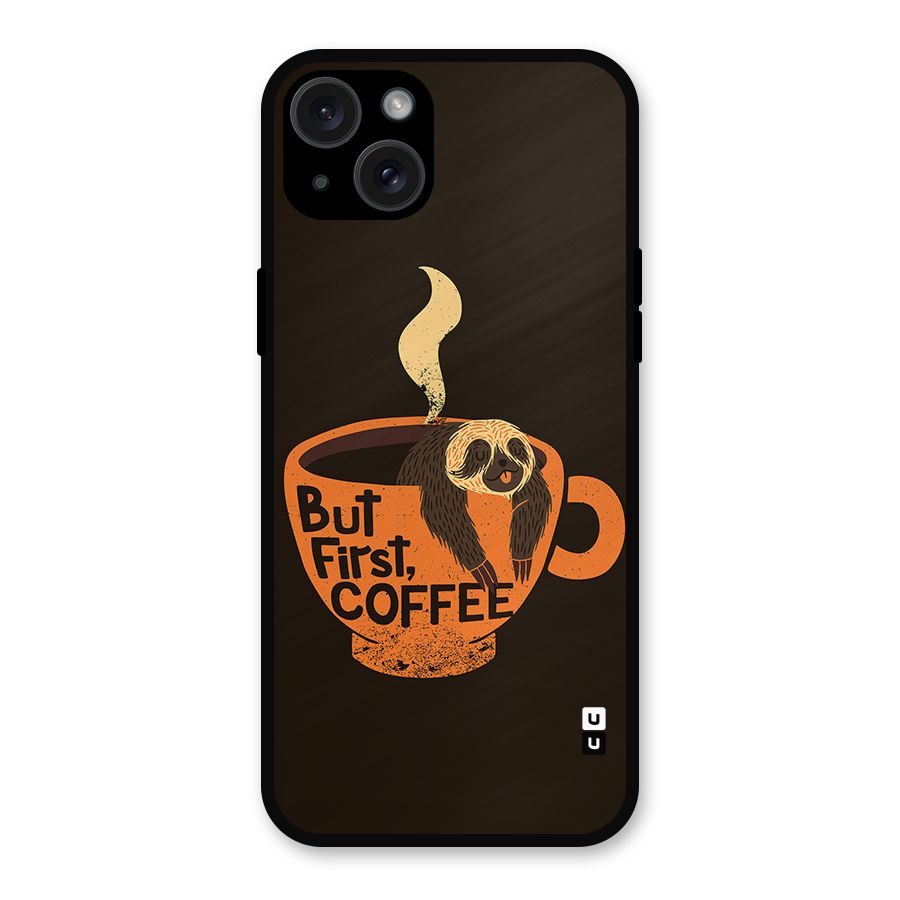 Lazy Coffee Metal Back Case for iPhone 15 Plus
