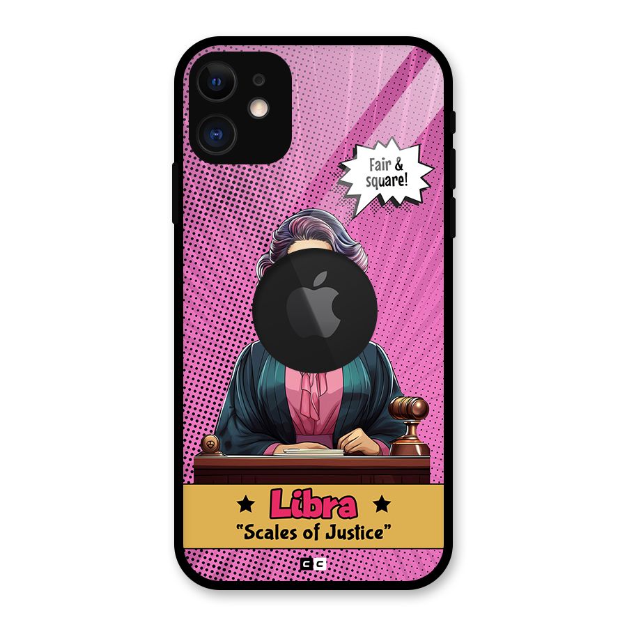 Libra Justice Glass Back Case for iPhone 11 Logo Cut