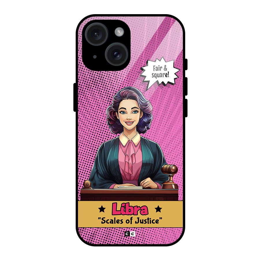 Libra Justice Glass Back Case for iPhone 15