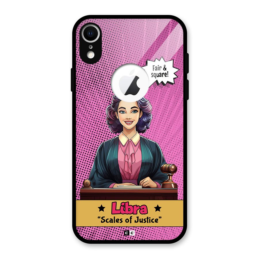 Libra Justice Glass Back Case for iPhone XR Logo Cut