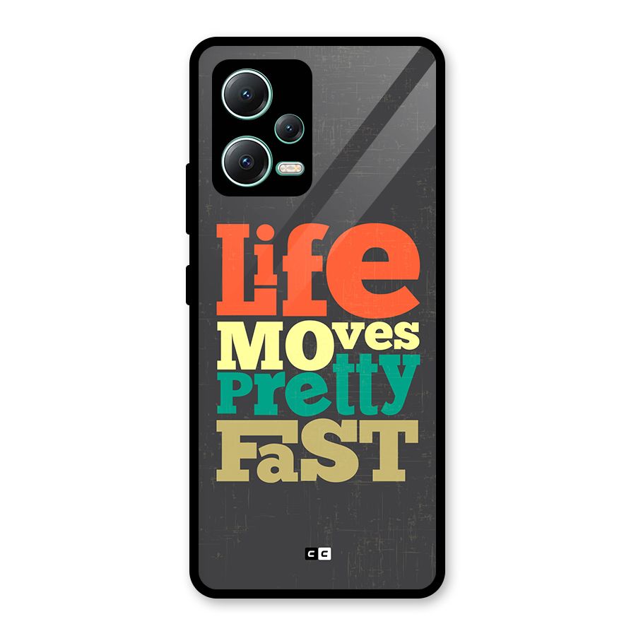 Life Moves Fast Glass Back Case for Redmi Note 12 5G