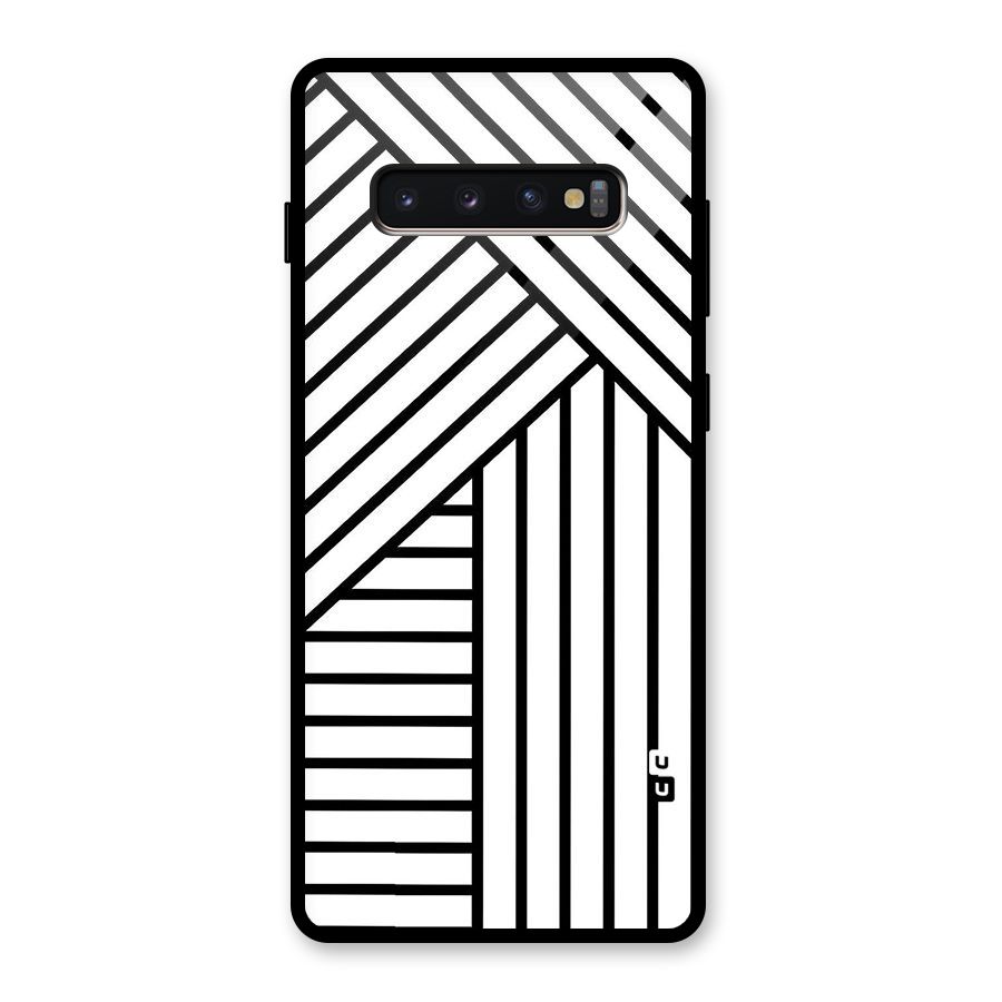 Lines Pattern Stripes Glass Back Case for Galaxy S10 Plus