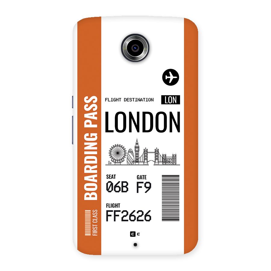 London Boarding Pass Back Case for Google Nexus 6
