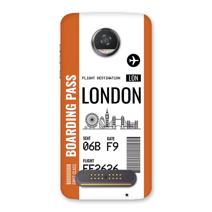 London Boarding Pass Back Case for Moto Z2 Play