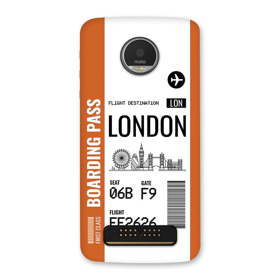 London Boarding Pass Back Case for Moto Z Play