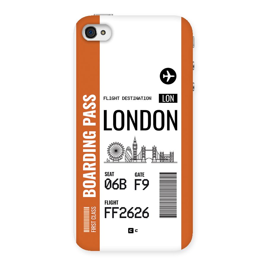 London Boarding Pass Back Case for iPhone 4 4s