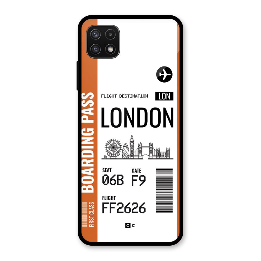 London Boarding Pass Glass Back Case for Galaxy A22 5G