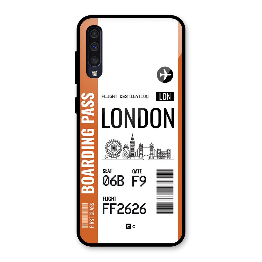 London Boarding Pass Glass Back Case for Galaxy A50s