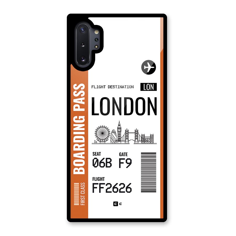 London Boarding Pass Glass Back Case for Galaxy Note 10 Plus