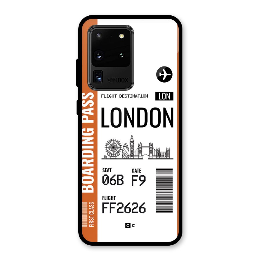 London Boarding Pass Glass Back Case for Galaxy S20 Ultra