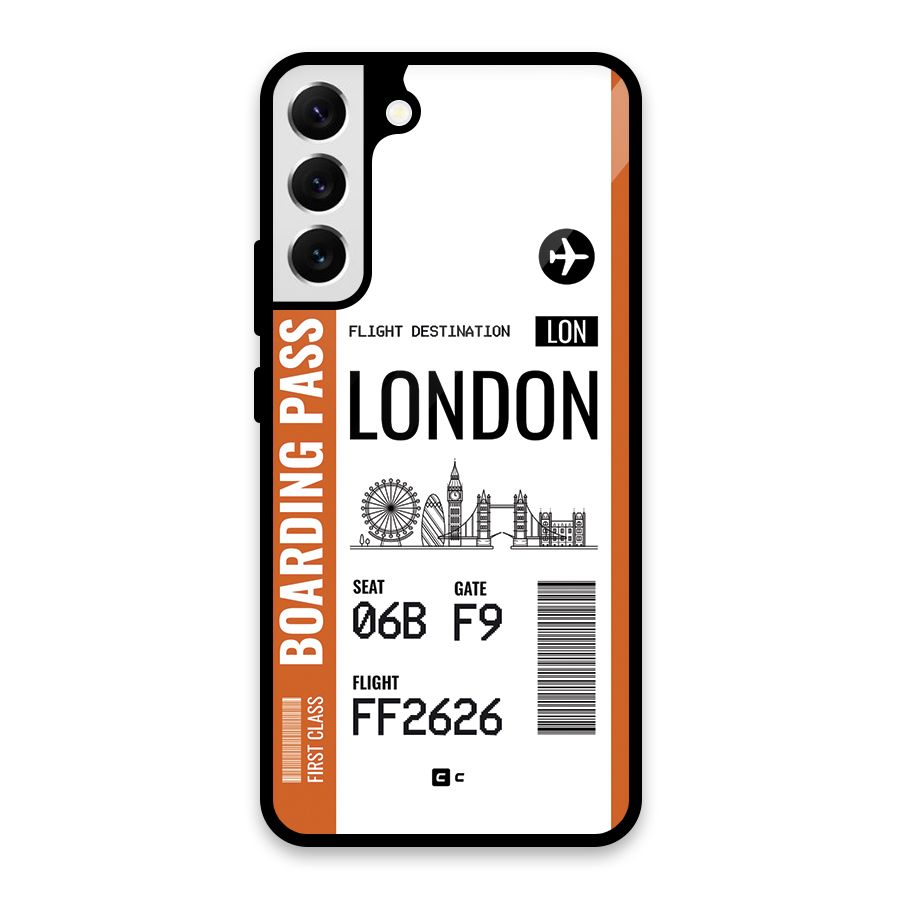 London Boarding Pass Glass Back Case for Galaxy S22 Plus 5G