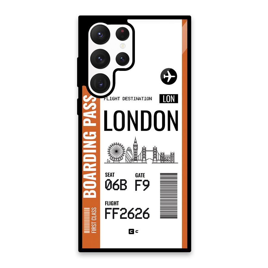 London Boarding Pass Glass Back Case for Galaxy S22 Ultra 5G