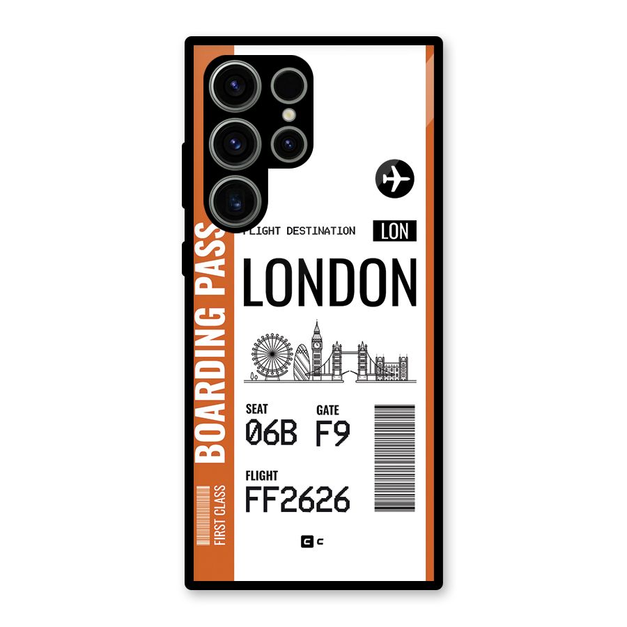 London Boarding Pass Glass Back Case for Galaxy S23 Ultra