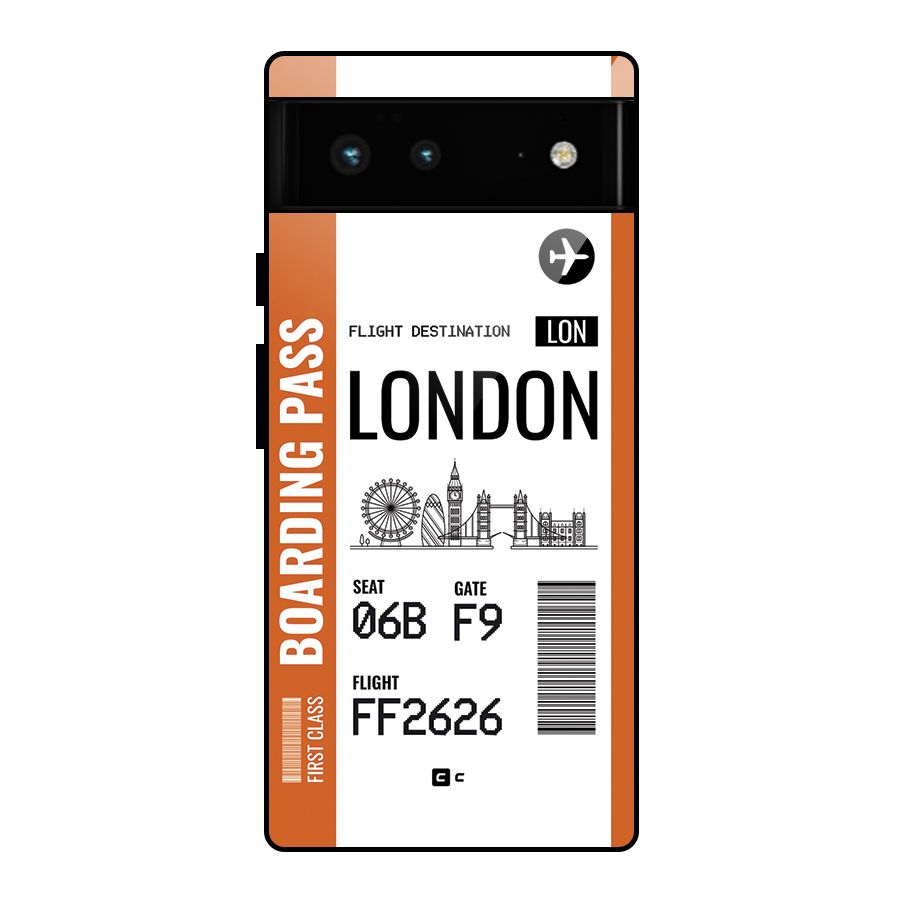 London Boarding Pass Glass Back Case for Google Pixel 6