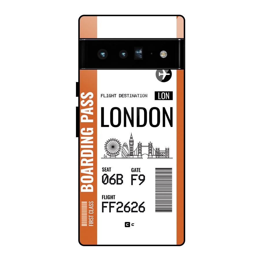 London Boarding Pass Glass Back Case for Google Pixel 6 Pro