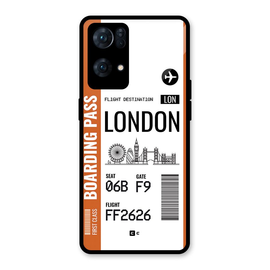 London Boarding Pass Glass Back Case for Oppo Reno7 Pro 5G