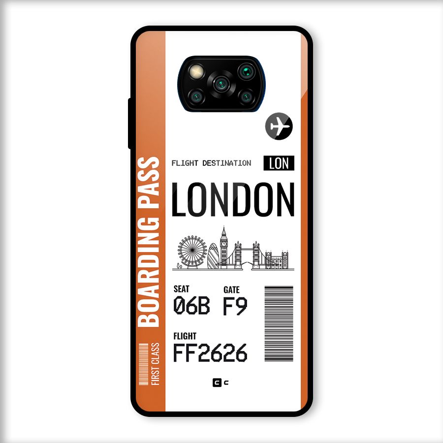 London Boarding Pass Glass Back Case for Poco X3