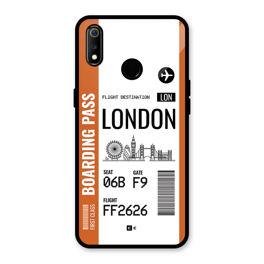London Boarding Pass Glass Back Case for Realme 3i