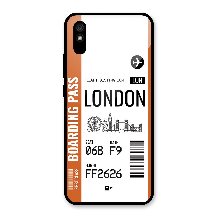 London Boarding Pass Glass Back Case for Redmi 9A