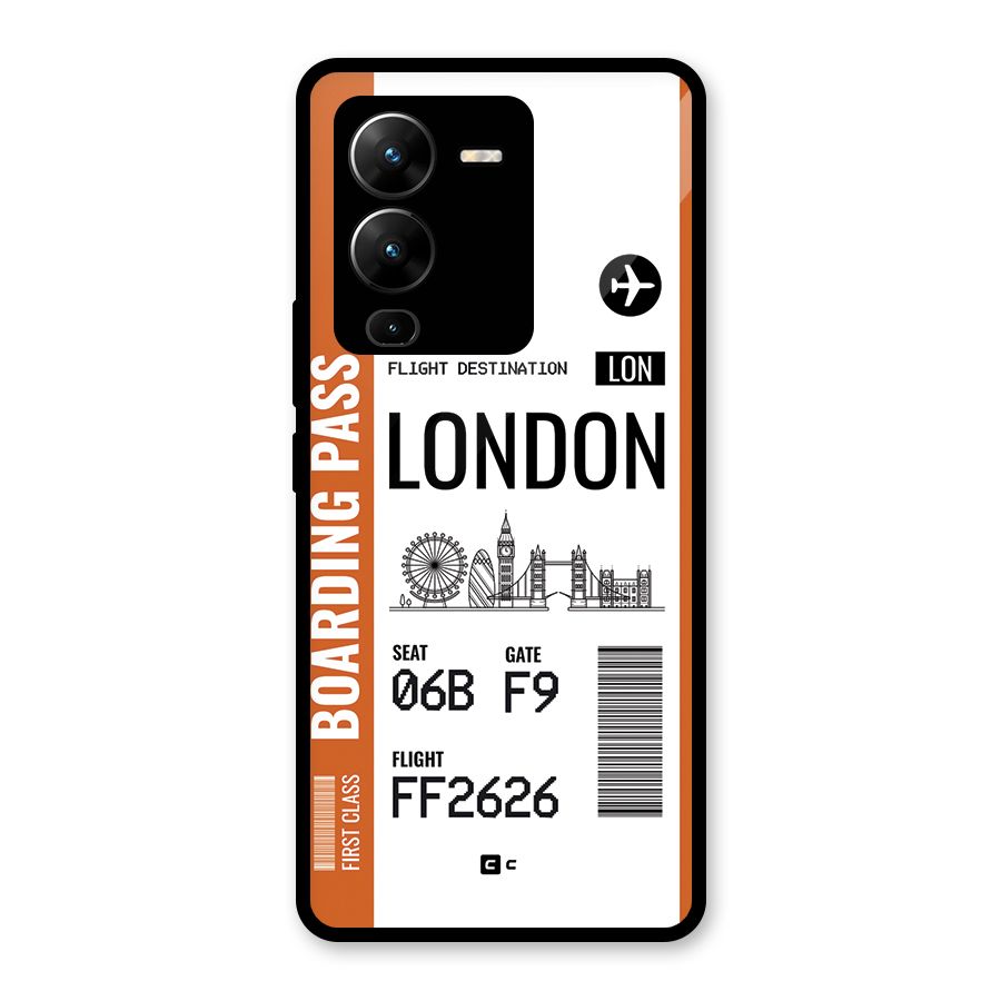 London Boarding Pass Glass Back Case for Vivo V25 Pro