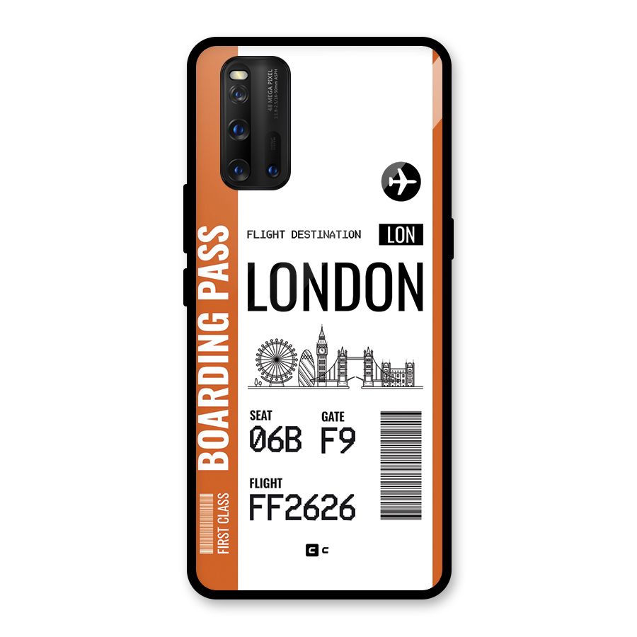 London Boarding Pass Glass Back Case for Vivo iQOO 3