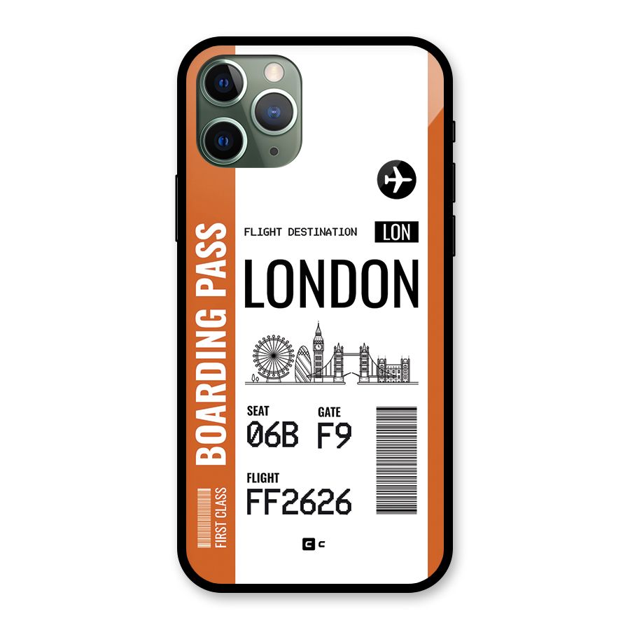 London Boarding Pass Glass Back Case for iPhone 11 Pro