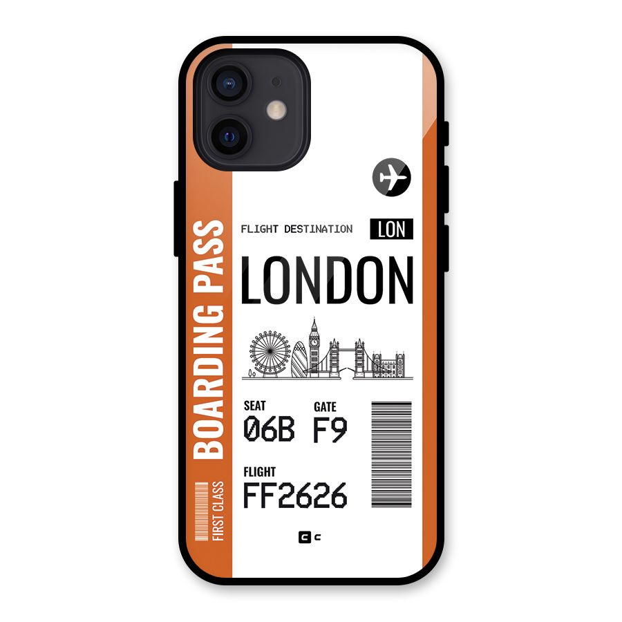 London Boarding Pass Glass Back Case for iPhone 12