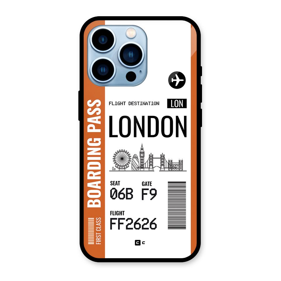 London Boarding Pass Glass Back Case for iPhone 13 Pro