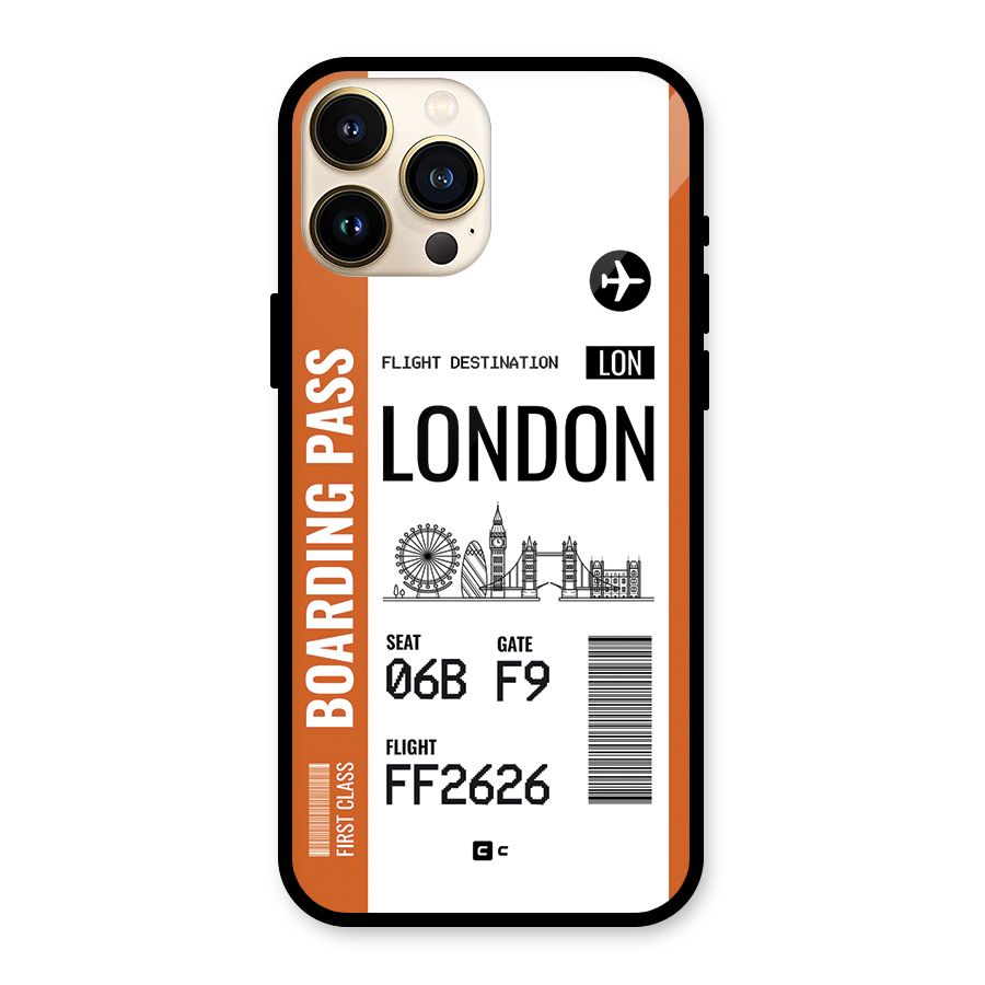 London Boarding Pass Glass Back Case for iPhone 13 Pro Max